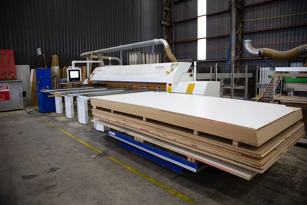 Panel processing machinery inside Sierra’s Brisbane manufacturing facility